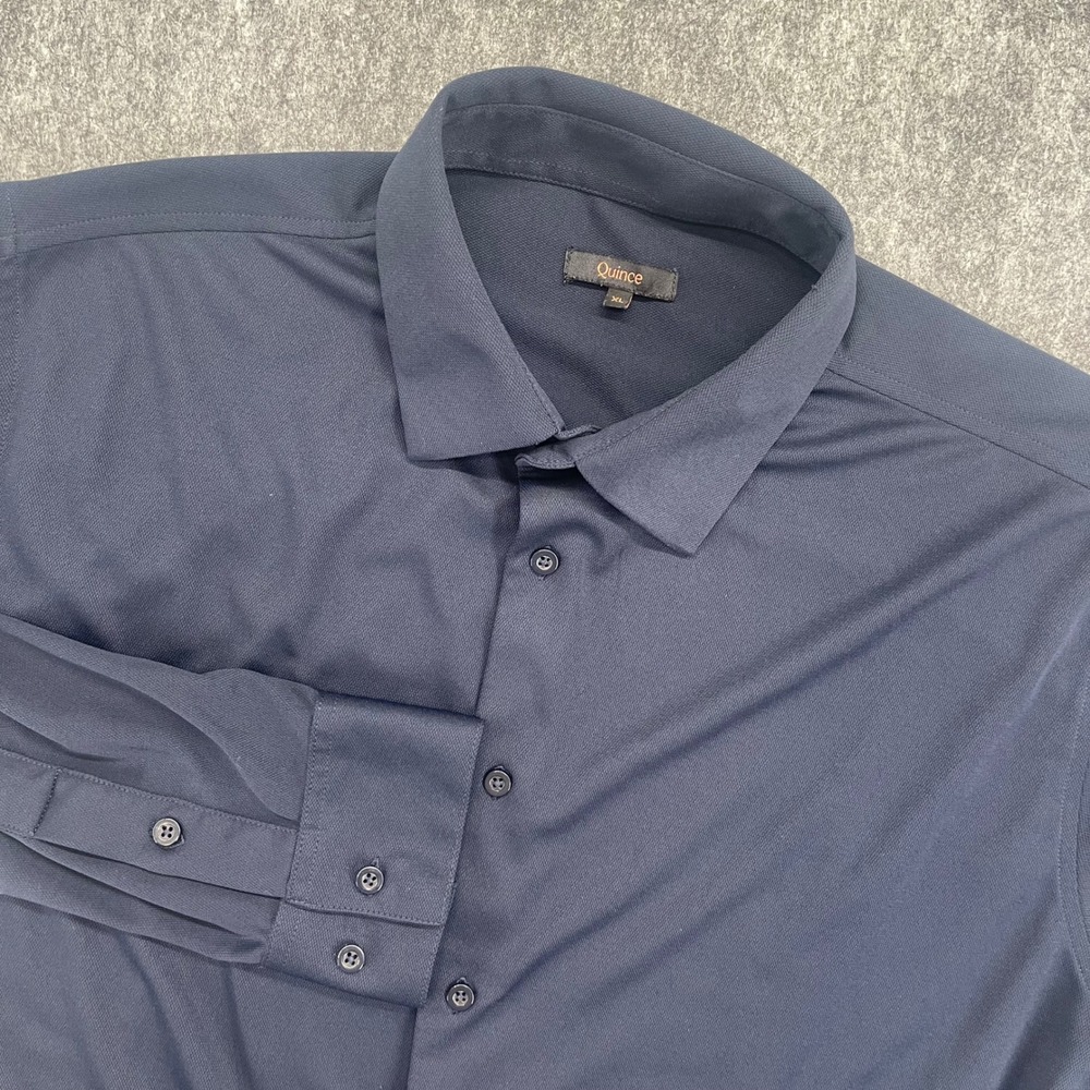Quince Commuter Shirt Mens Extra Large Navy Blue Performance Dress Shirt